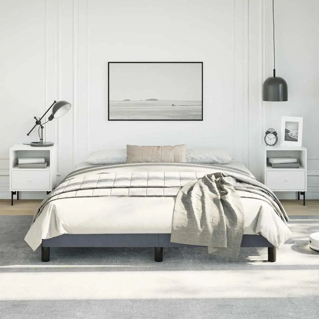 Queen Bed Frame Velvet Upholstered Grey 152x203cm