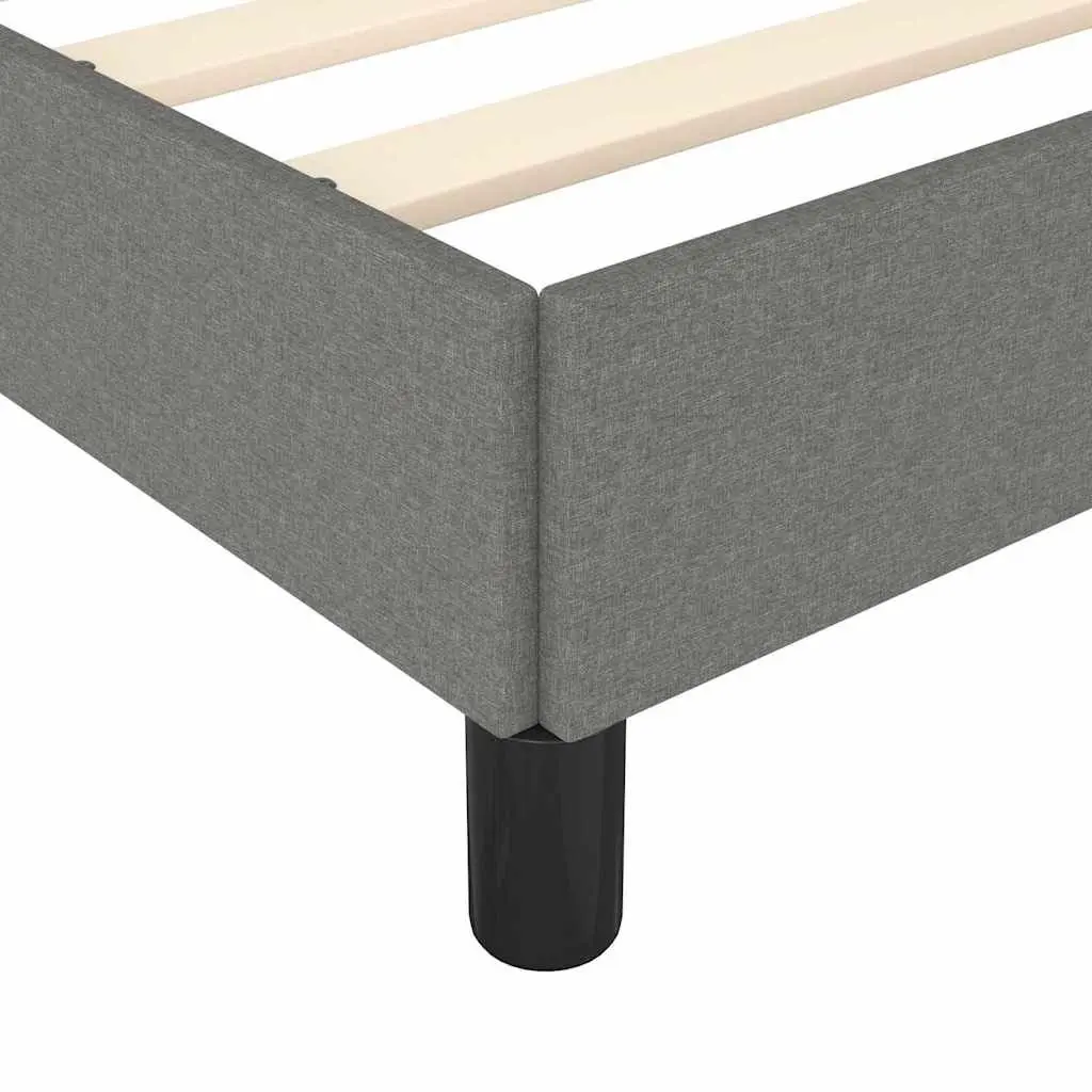 Double Bed Frame Grey Fabric 137x187cm Bedroom Furniture Plywood Slats Sturdy