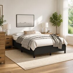 Double Bed Frame in Black Faux Leather 137x187 cm