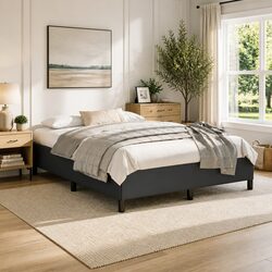 Queen Bed Frame Specifications: Black Faux Leather