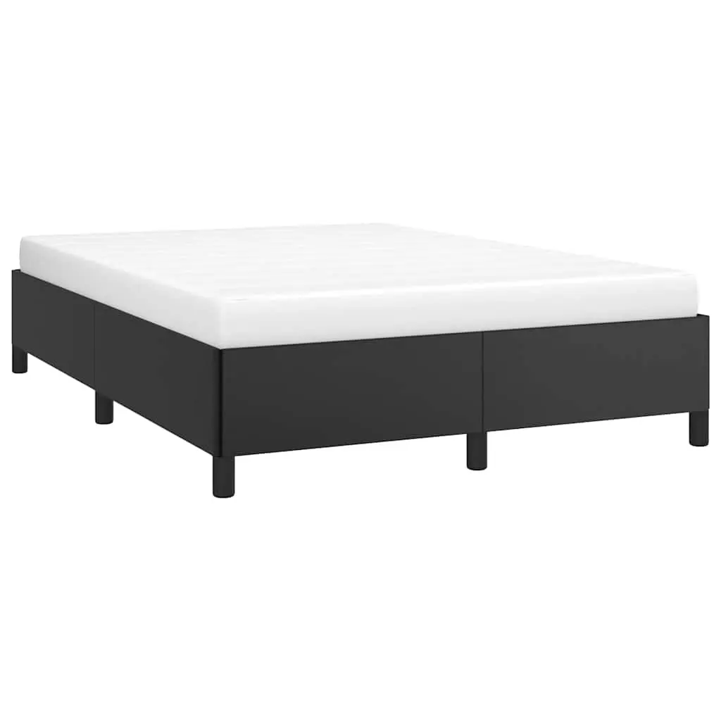 Queen Bed Frame Faux Leather Upholstered Sturdy 152x203 cm Black