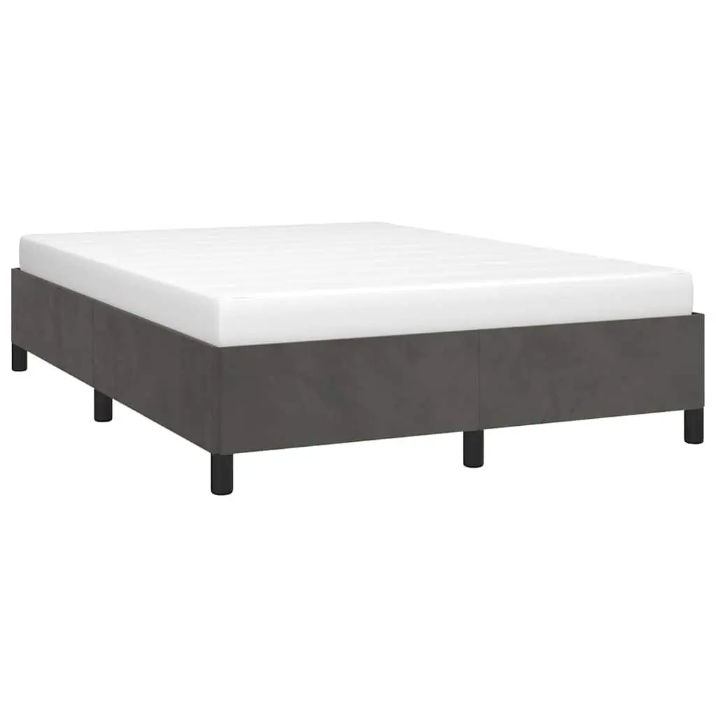 Queen Bed Frame Velvet Upholstered Grey 152x203cm