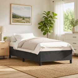 King Single Bed Frame in Grey Velvet with Support Legs