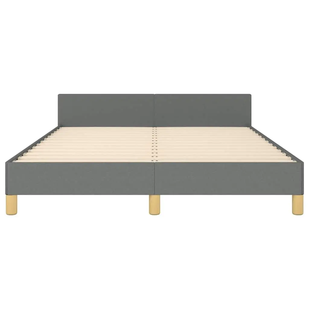 Queen Bed Frame Grey Fabric Upholstered Slatted Base