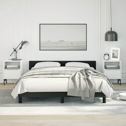 Double Bed Frame in Black Faux Leather with Slatted Base