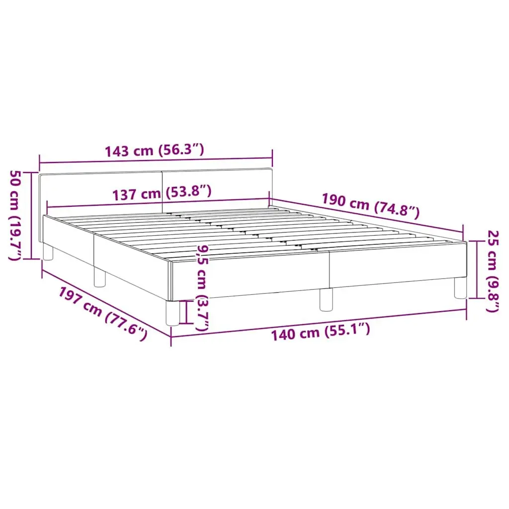 Double Bed Frame Faux Leather Black Slatted Base