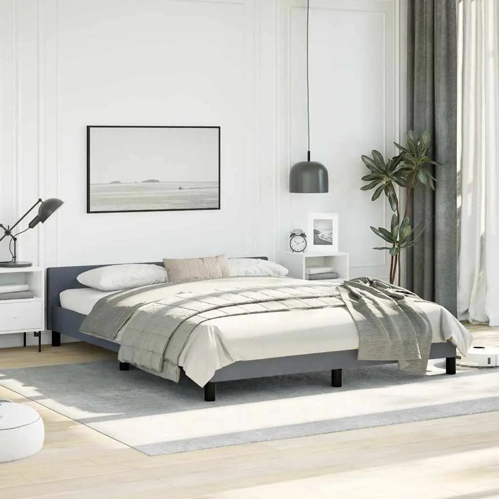 Queen Bed Frame Velvet Upholstered Grey