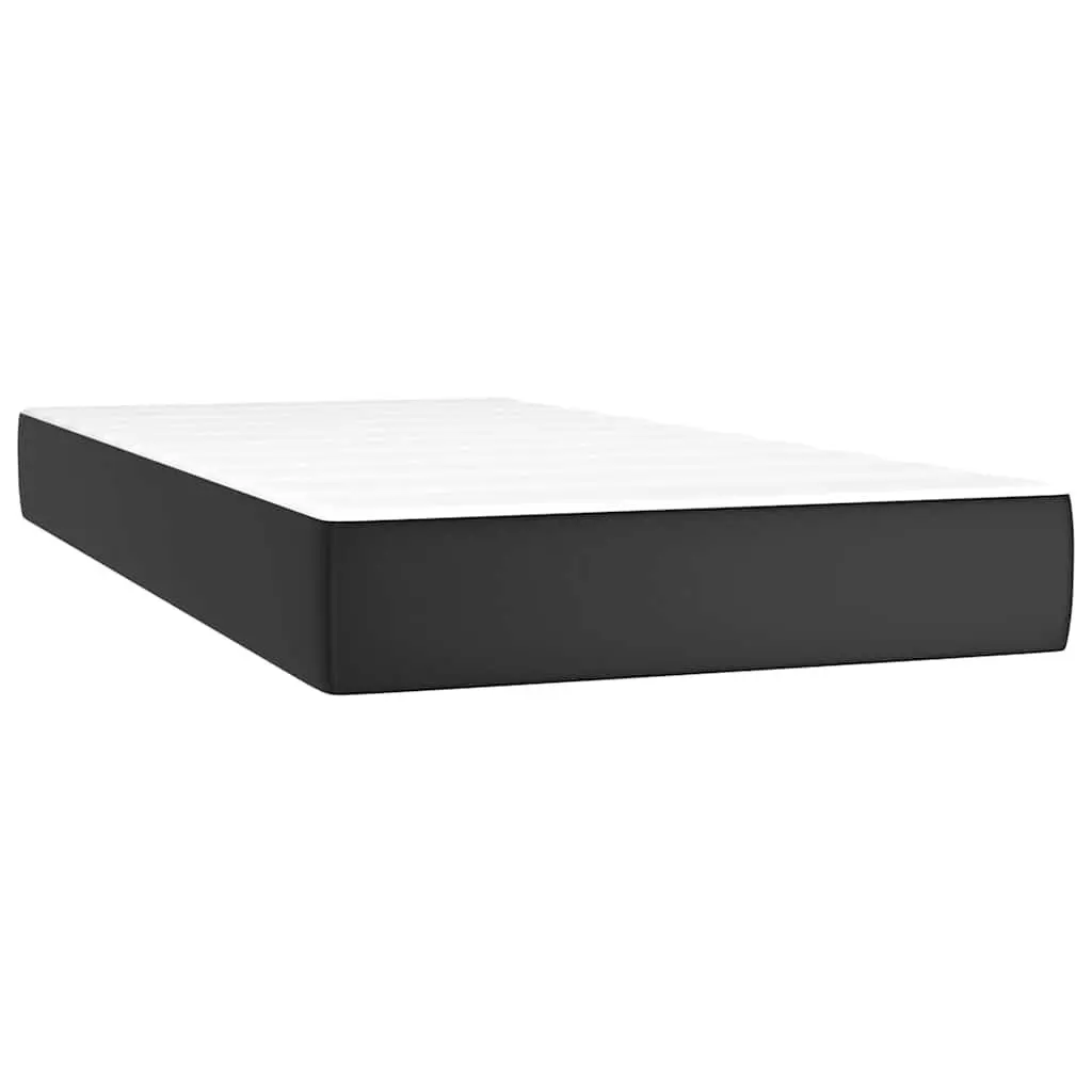Pocket Spring Mattress Medium Firm Black Faux Leather 90x190cm