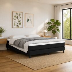 Queen Pocket Spring Mattress - Medium Hard Black Fabric 153x203x20cm