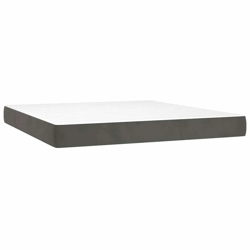 Pocket Spring Mattress Medium Firm Support 152x203cm Grey Velvet