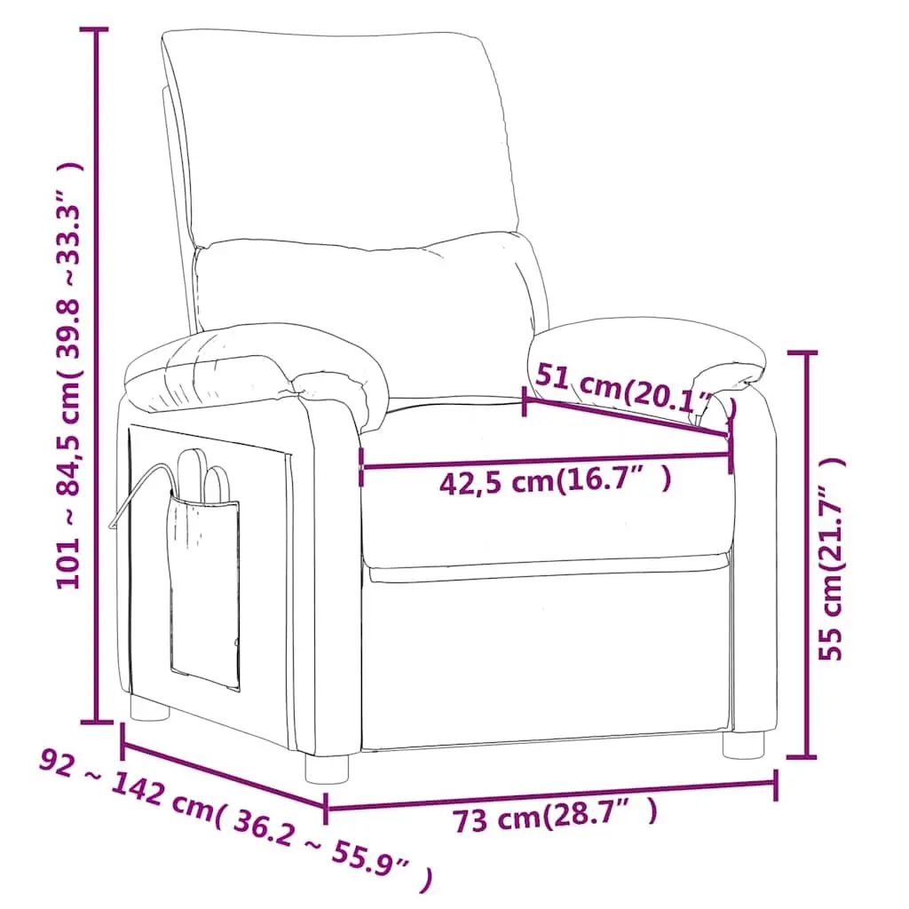 Electric Massage Chair Manual Reclining 3 Positions Cream Fabric 6 Massage Points