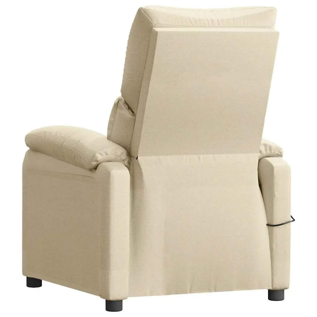 Electric Massage Chair Manual Reclining 3 Positions Cream Fabric 6 Massage Points