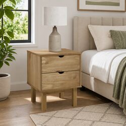 Solid Pine Bedside Cabinet with Two Storage Drawers