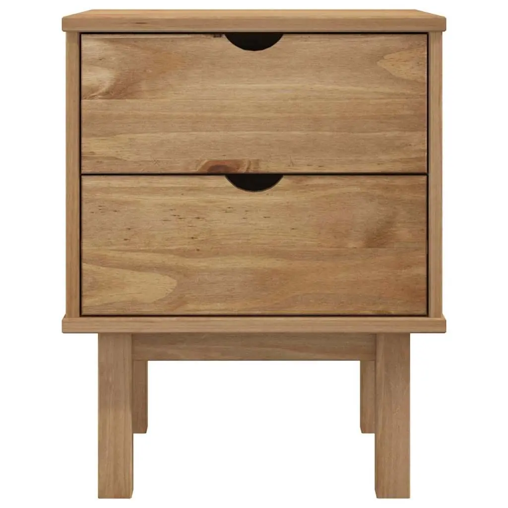 Bedside Cabinet Solid Pine Wood Two Drawer Nightstand 45x39x57cm Brown