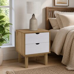 Bedside Cabinet with Drawers - Solid Pine Wood, 45x39x57 cm