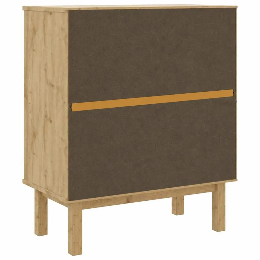 Drawer Cabinet Solid Pine Wood Four Drawers Brown and White 76.5x39.5x90cm