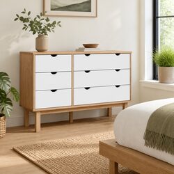 6-Drawer Solid Pine Wood Cabinet with Sturdy Frame