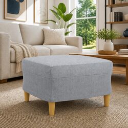Footstool Light Grey Fabric Ottoman 60x50x41 cm