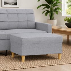 Modern Footstool in Light Grey 70x55x41cm with Plywood Frame