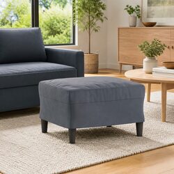 Velvet Ottoman Seat Grey 60x50x41cm with Plywood Frame