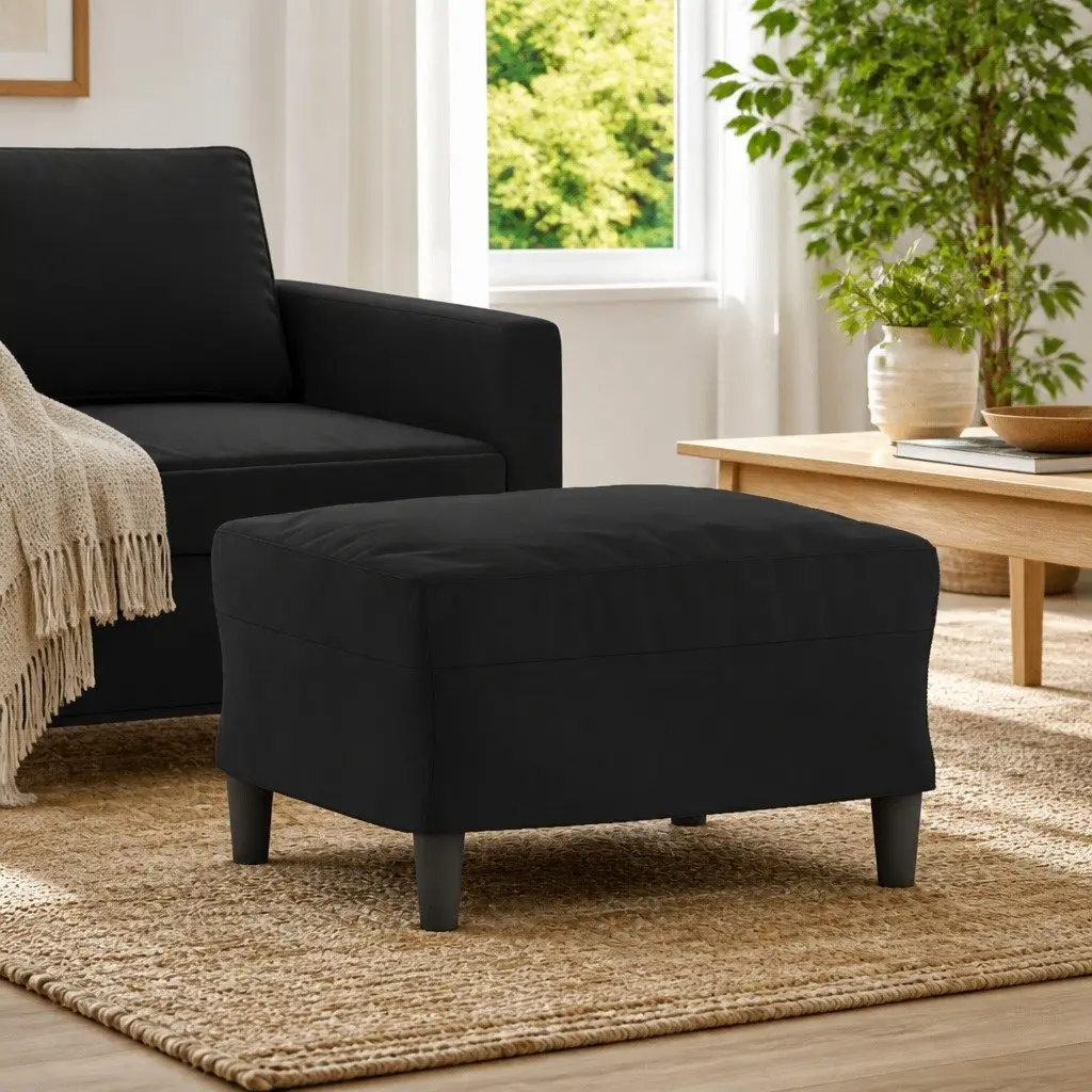 Ottoman Compact Footstool Velvet Black 60 x 50 x 41 cm