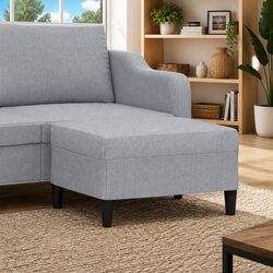 Compact Grey Footstool 70x55x41cm with Plywood Frame