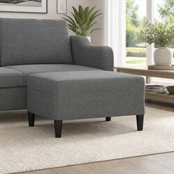 Compact Dark Grey Fabric Footstool with Plywood Frame