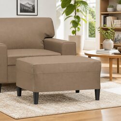Compact Brown Faux Leather Footstool with Plywood Frame