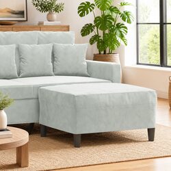 Compact Light Grey Velvet Ottoman Footstool Specifications