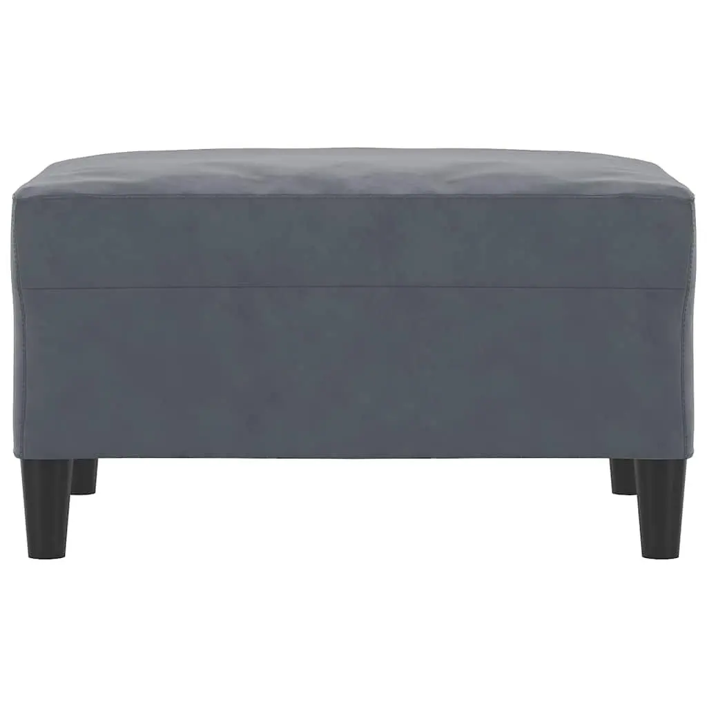 Footstool Compact Velvet Upholstered Ottoman Grey