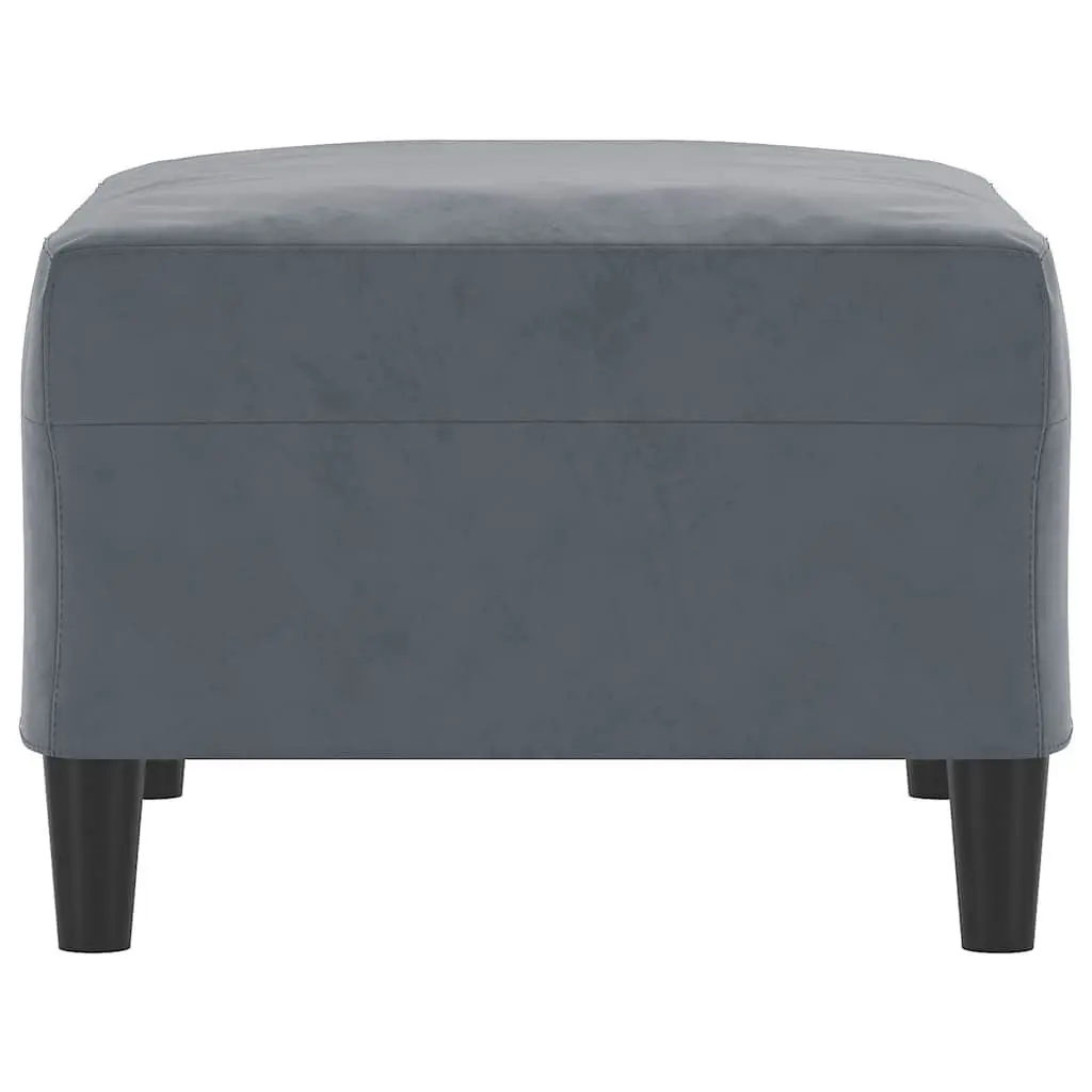 Footstool Compact Velvet Upholstered Ottoman Grey