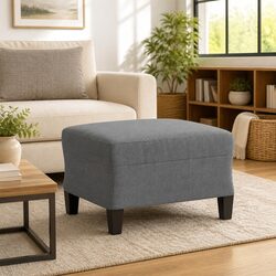 Compact Dark Grey Footstool 60x50x41 cm with Plywood Frame