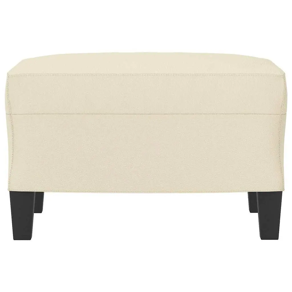 Footstool Compact Faux Leather Ottoman Cream