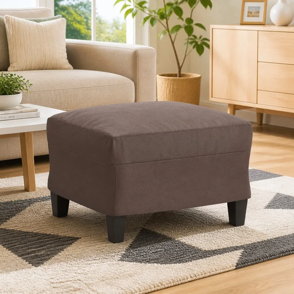Ottoman Compact Faux Leather Footstool Brown 60 x 50 x 41 cm