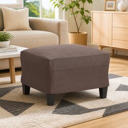 Brown Faux Leather Ottoman Footstool with Sturdy Frame