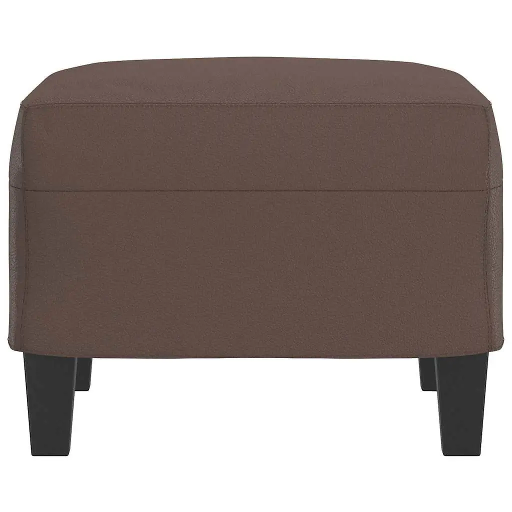 Ottoman Compact Faux Leather Footstool Brown 60 x 50 x 41 cm