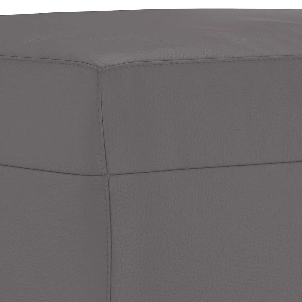 Footstool Compact Faux Leather Ottoman Grey