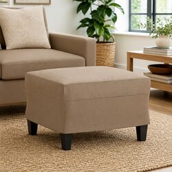 Compact Brown Faux Leather Ottoman Footstool Specifications