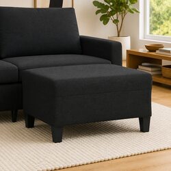 Compact Black Fabric Footstool with Sturdy Construction