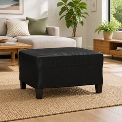 Sturdy Black Faux Leather Ottoman Footrest