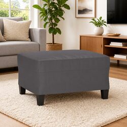 Grey Faux Leather Ottoman Footstool 70x55x41 cm