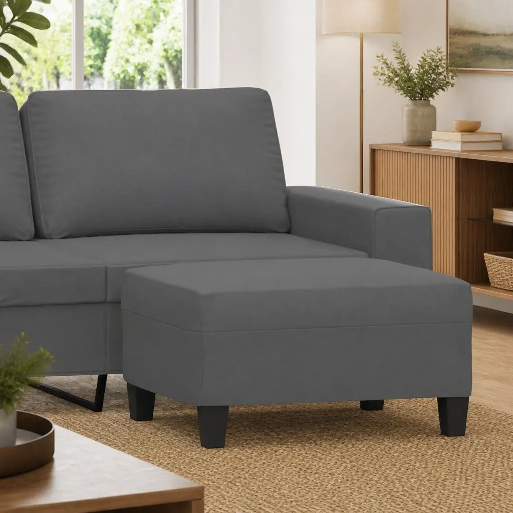 Footstool Microfibre Fabric Compact Grey Resting Stool