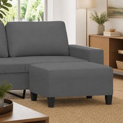 Grey Ottoman Footstool with Microfibre Upholstery