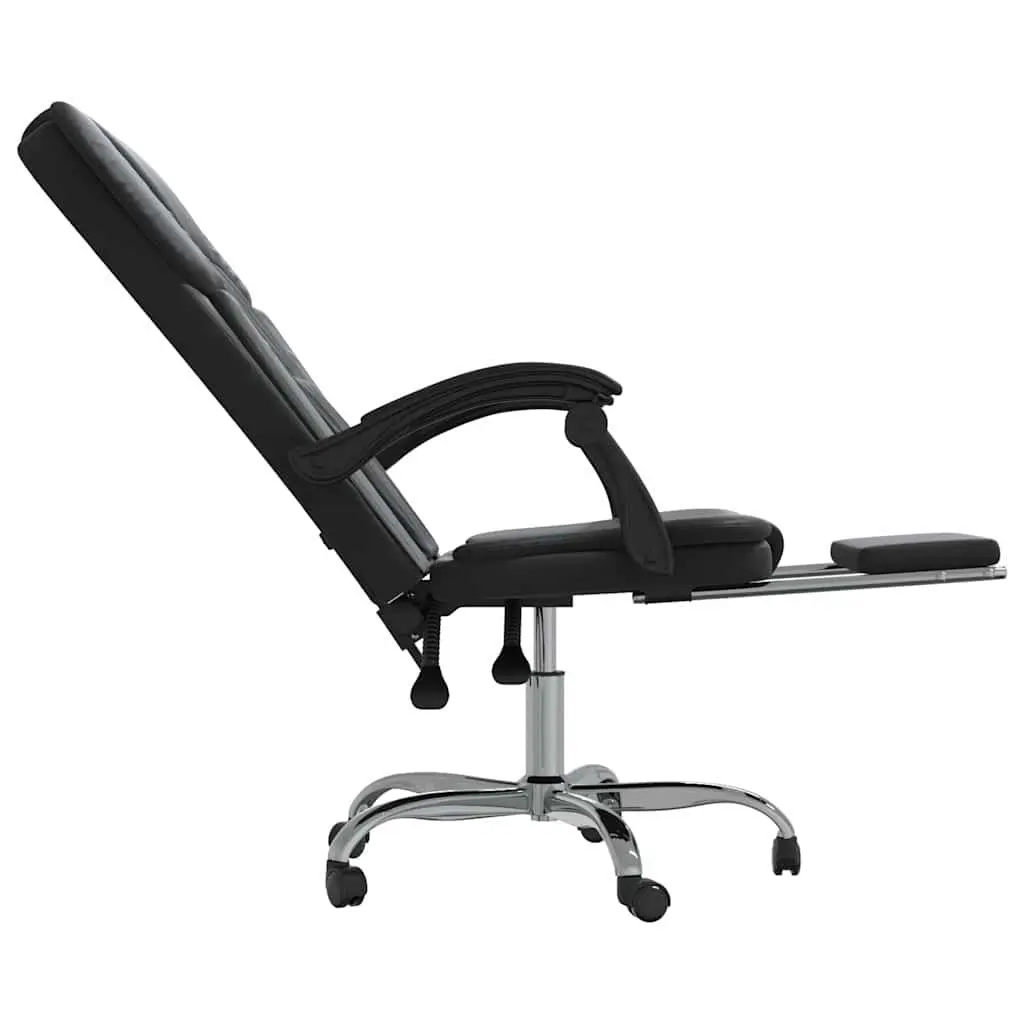 Reclining Office Chair Black Faux Leather Adjustable Height Backrest Swivel Desk