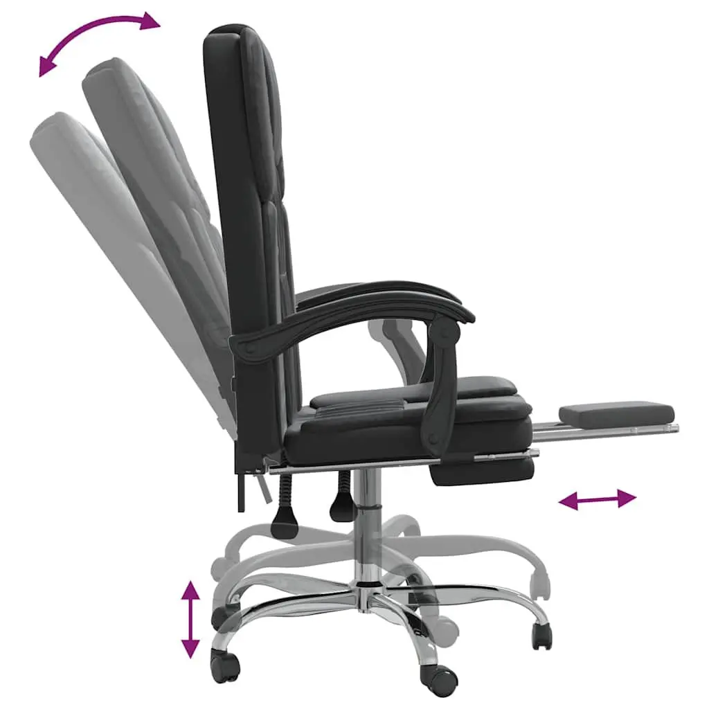 Reclining Office Chair Black Faux Leather Adjustable Height Backrest Swivel Desk