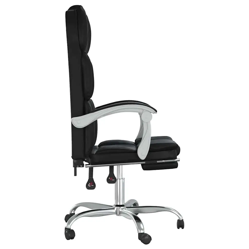 Reclining Office Chair Adjustable Backrest Height Black Faux Leather