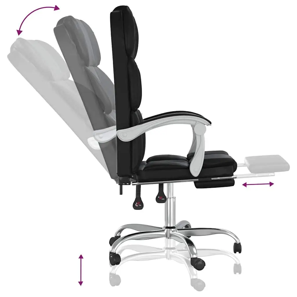 Reclining Office Chair Adjustable Backrest Height Black Faux Leather