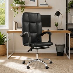 Adjustable Black Faux Leather Reclining Office Chair