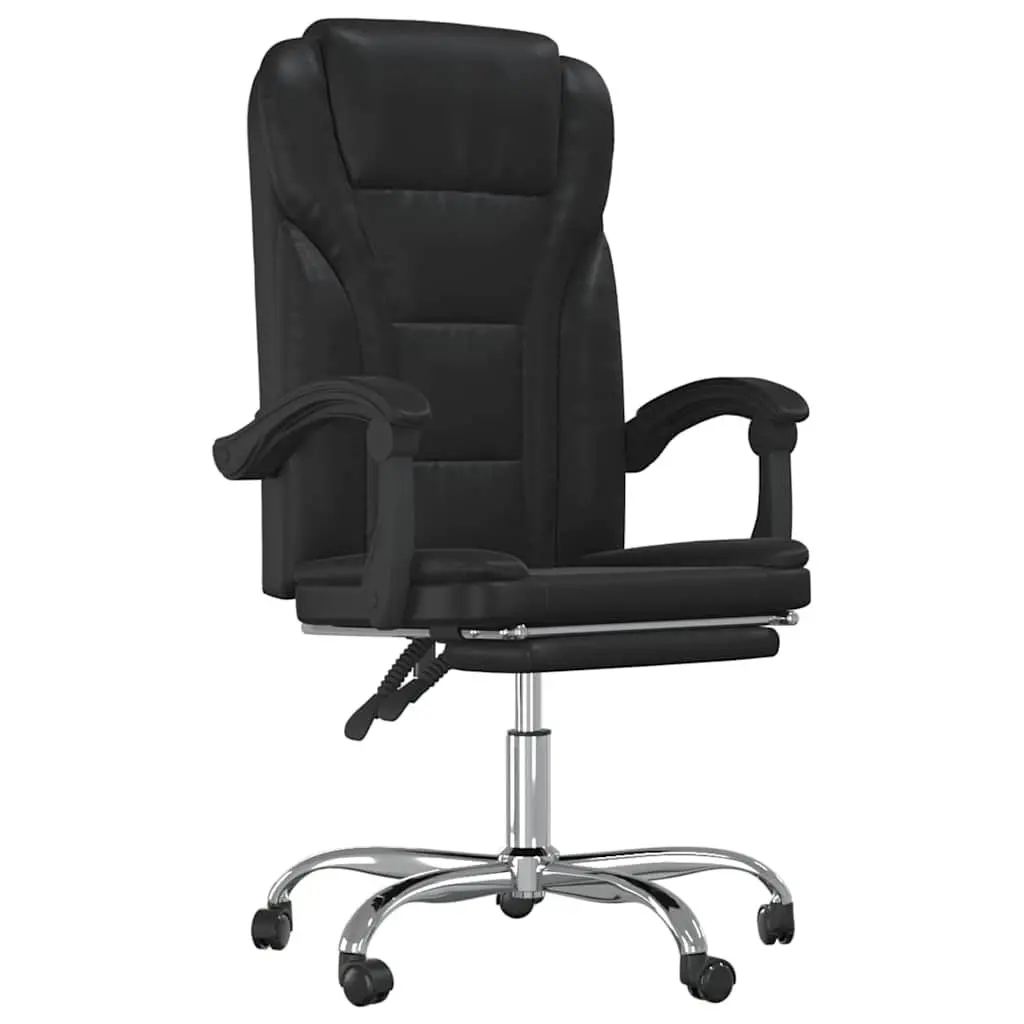 Black Faux Leather Reclining Office Chair Swivel Seat Adjustable Height and Backrest