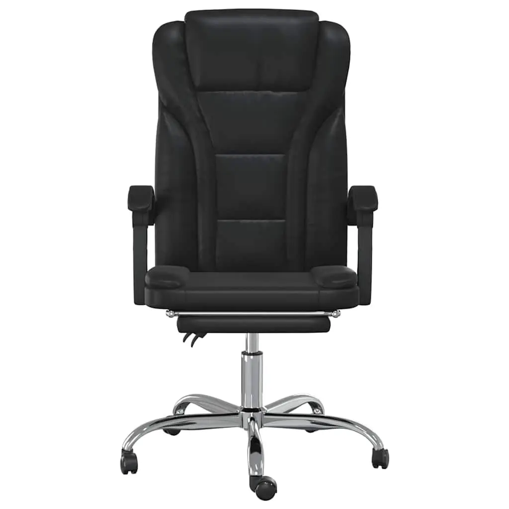 Black Faux Leather Reclining Office Chair Swivel Seat Adjustable Height and Backrest